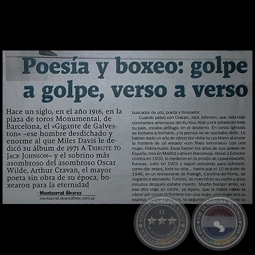 POESÍA Y BOXEO: GOLPE A GOLPE, VERSO A VERSO - Por MONTSERRAT ÁLVAREZ - Domingo, 12 de Junio de 2016